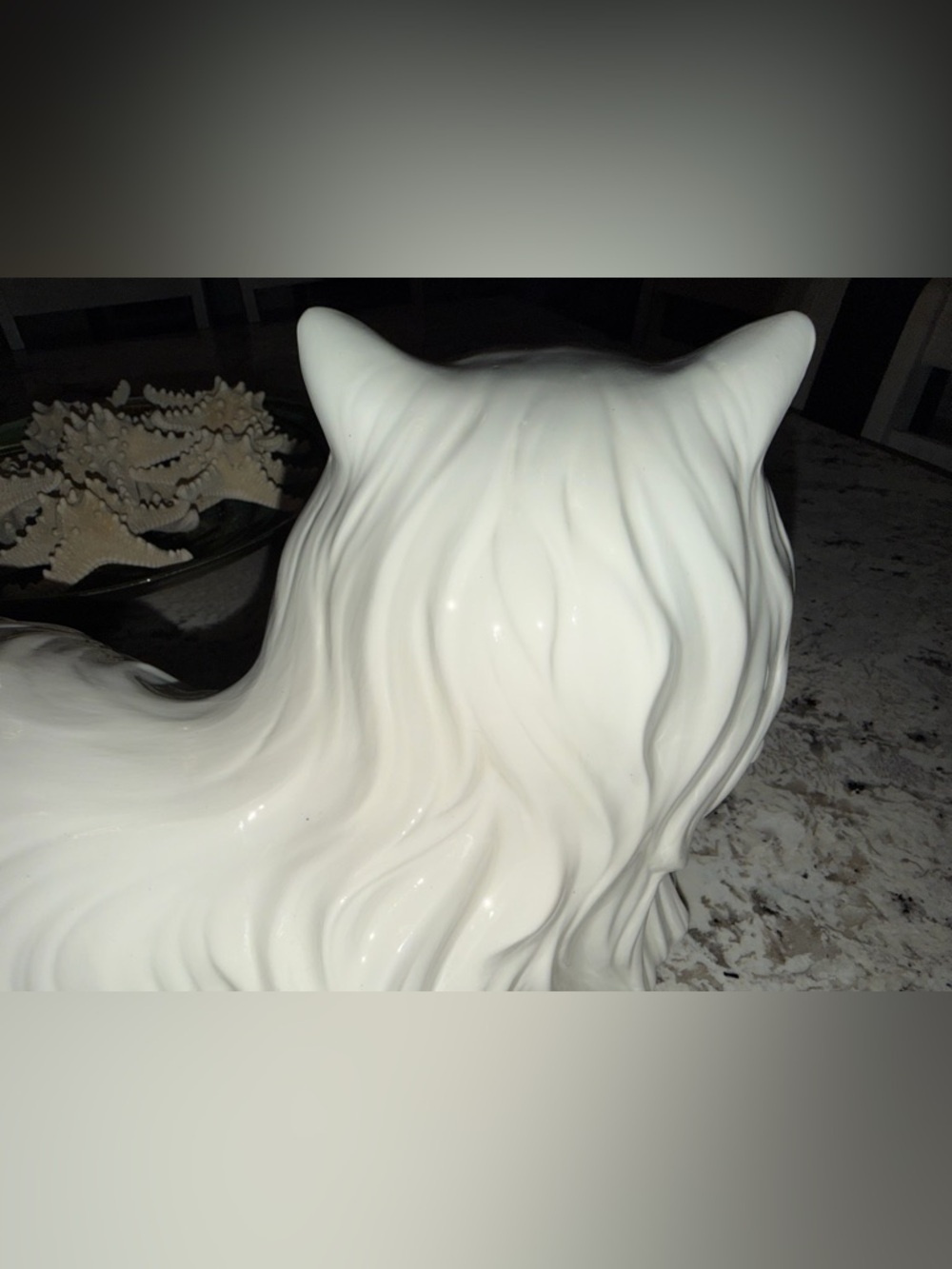 Vintage Large Ceramic White Cat Laying Down Blue Eyes Figurine 16” - Picture 13 of 16